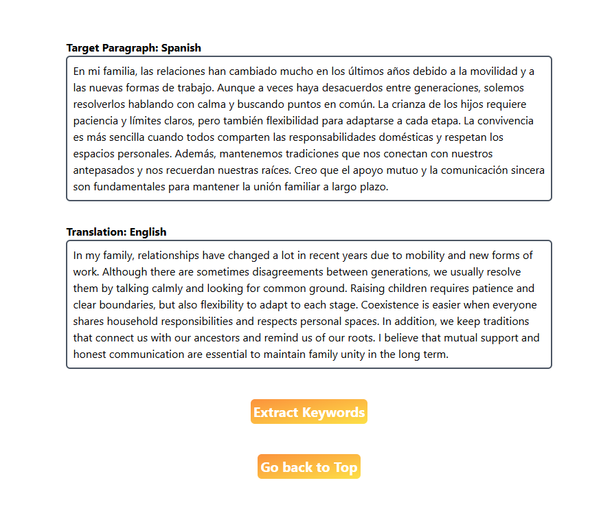 Generated paragraph of chosen language and topic